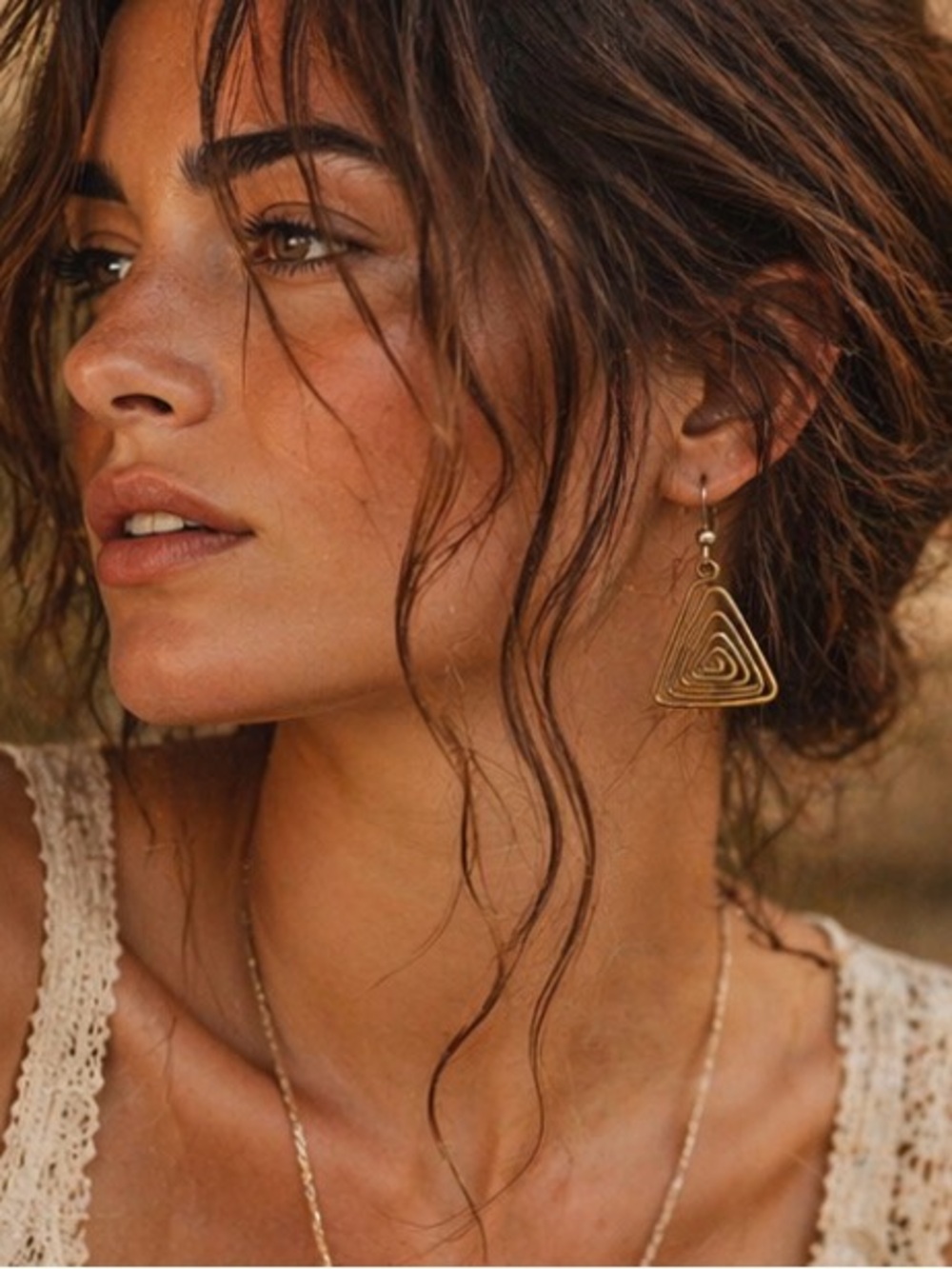 Twisted Silver Gold Tone Art Earrings Geometric Dangle Boho